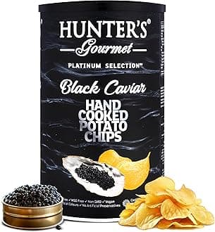 Cholesterol-Free Chips | No Artificial Colors & Preservatives | Premium Black Caviar | Hand-Cooked | MSG-Free | Special Treats | Gourmet Vegan Chips | Non-GMO | Pack of 1 | 150g