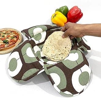 Swayam 100% Cotton Cloth Roti Casserole | Hot Chapati Box | Washable Bread Basket | 22 cm Round Roti Basket | Floral Design - White