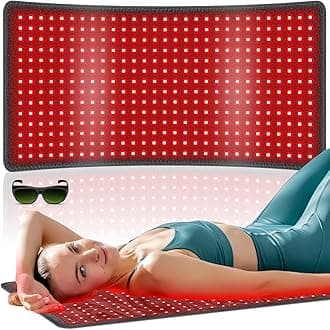 Red Light Therapy Mat for Body, 406 LEDs 34.3"x15.9" Near Infrared Light Therapy Pad, 660nm & 850nm Light Blanket for Back Shoulder Waist Muscle Pain Relief with Smart Temp & Timer, 60W