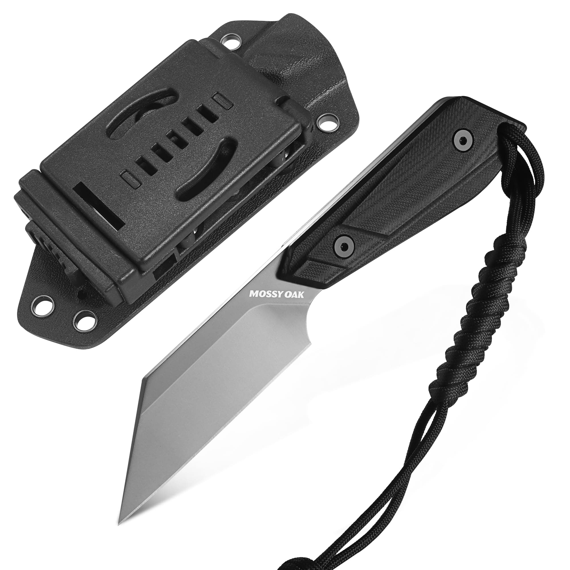 7.5 Inch EDC Fixed Blade Knife with Kydex Sheath, 14C28N Full Tang Camping Knife with Emergency Rope, G10 Handle for Survival, Hunting, Camping, Hiking