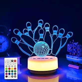 Bowling Gifts Night Light for Kids-Sports Bowlings Decor Bedside Lamp for Bowling Fan, 14 Color with Remote Control/Buttons +Timer +Dim Function, Birthday Holiday Gift for Boys & Girls