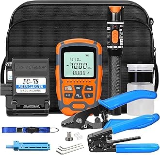 Fiber Termination Kit FTTH cold connection Tool Kits with Optical Power Meter with RJ45 Network Test 10KM VFL Fiber Cleaver Fiber Optical Stripper Pliers