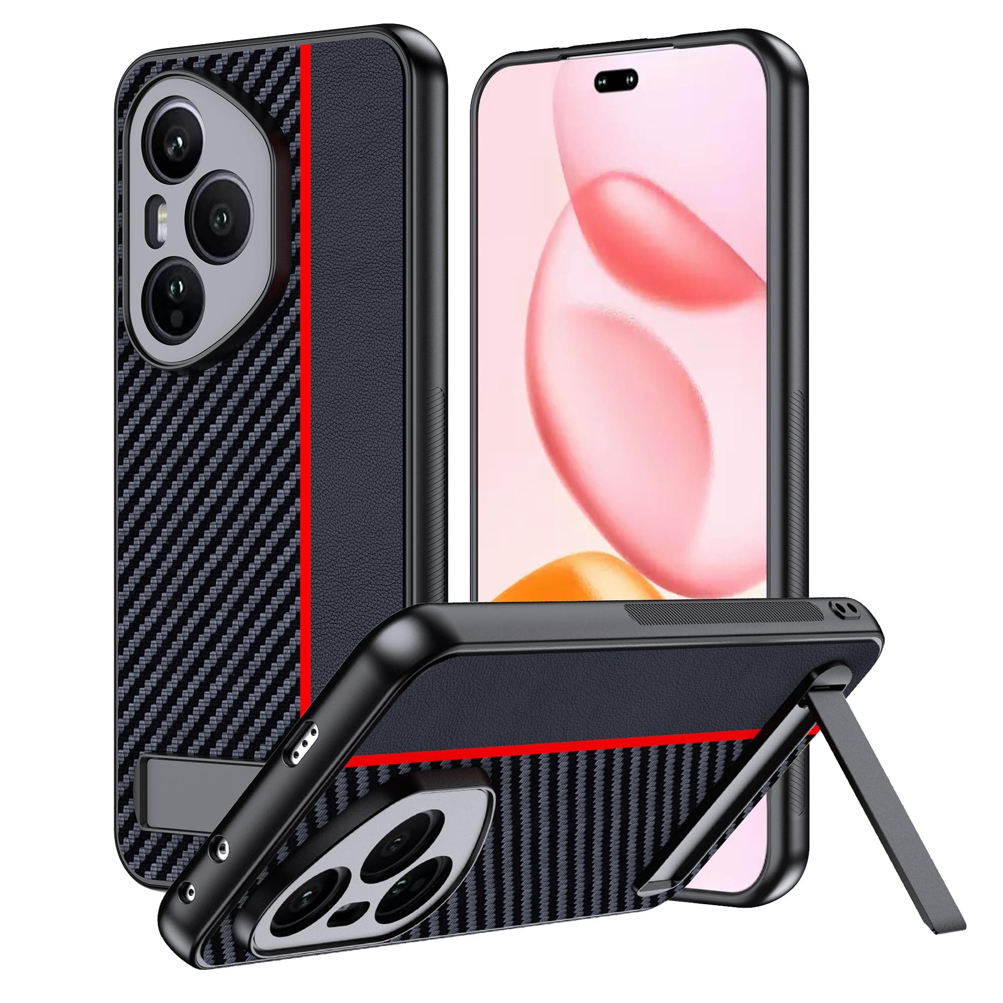 for Honor 400 Pro Case,high qualit,PC Material Carbon Fiber,Scratch Resistant,FlexibleFull Protection,Anti-Skid-Black