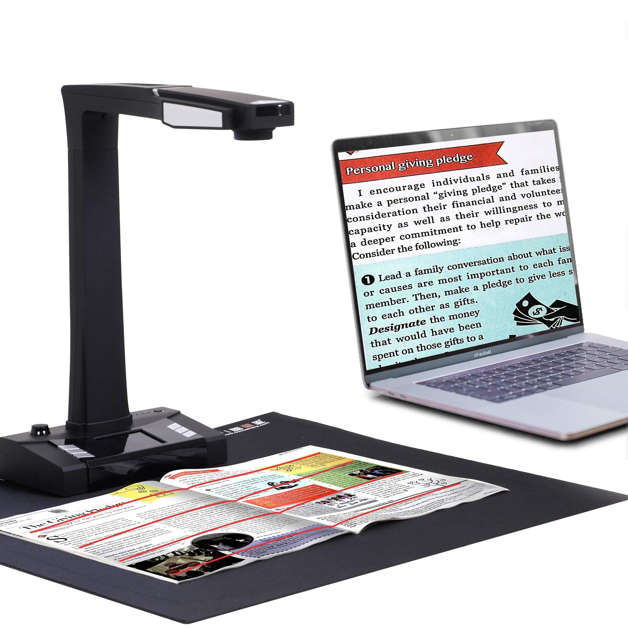 JOYUSING 18MP Professional Document Scanner, Auto-Flatten & Deskew Tech, Capture A3, Multi-Languages OCR, Convert to PDF/Word/Txt/Excel on Windows and PDF on Mac System
