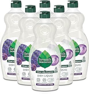 Dish Soap Liquid Lavender Flower & Mint Scent Pack of 6 Dishwashing Soap Dish Detergent Liquid Soap 19 oz