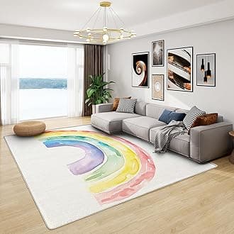 Rainbow Rugs for Kids Bedroom - Girls Rainbow Rug, Kawaii Rugs for Living Room Bedroom, Washable Non Slip Soft Large Carpet, Patterned Area Rugs & Home Decor 120x170 cm