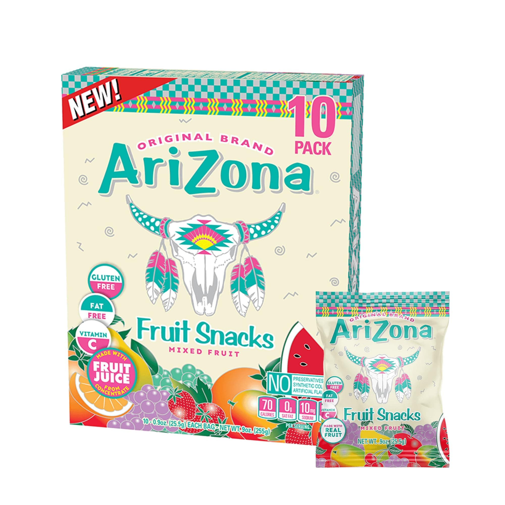 AriZona Iced Tea Fruit Snacks, Mixed Fruit - 0.9 oz, 10 count Box