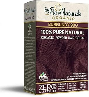 byPurenaturals 100% Organic Hair Colour Powder 9RG 120gm | Safest Beard Colour for Men | Natural Hair Colour for Women & Men 120 g (Pack of 1) Burgundy
