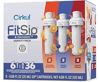 FitSip Electrolytes Flavor Water Variety Pack, Makes 36 Drinks, No Sugar, Zero Calorie Drink Mix, (2 Mixed Berry, 2 White Cherry, 2 Orange Tangerine)