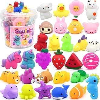 30 Pack Mochi Squishy Toys, Party Favors for Kids 4-8-12,Birthday Gifts Treasure Box Classroom Prizes Goodie Bag Stuffers, Mini Squishy Fidget Toys, Carnival Prizes in Bulk