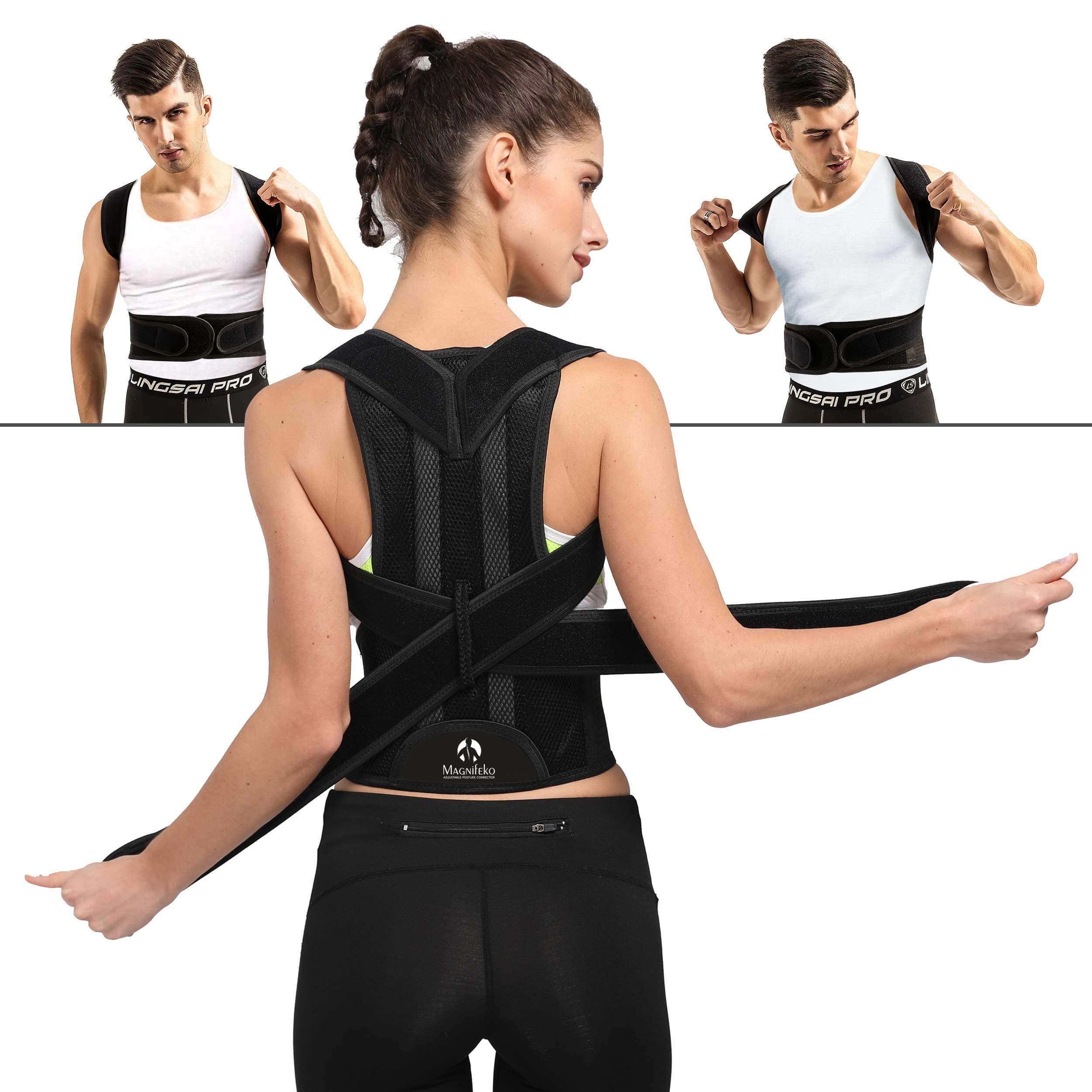 Comfortable Back Brace Posture Corrector for Men and Women Adjustable Support Brace Provides Lumbar Support L