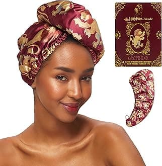 Harry Potter x Microfiber Hair Towel Wrap for Women – Ultra Absorbent Microfiber Bath Towels for Wet, Curly, Long/Short Hair, Anti-Frizz Hair Wrap, Great Hair Care Gifts for Women – Gryffindor