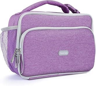 Amersun Kids Lunch Box, Insulated School Lunch Bag with Padded Liner Keep Food Warm Cold for Long Time,Water-resistant Thermal Travel Office Lunch Cooler for Girls Boy-2 Pocket,LB005-P