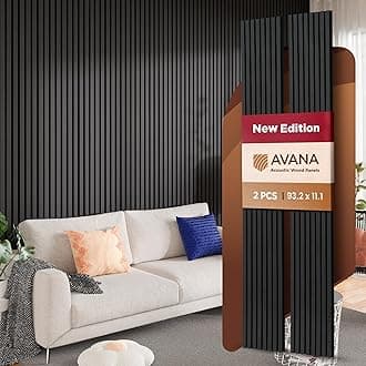 Avana Acoustic Wood Wall Panels –93.2x11.25 Inch Panels – Fits 94x12 Layout – Black Oak Acoustic Panels 2 PCs – Wall Panels For Interior Wall Decor For Homes, Offices – Decorative Wood Panels For Wall