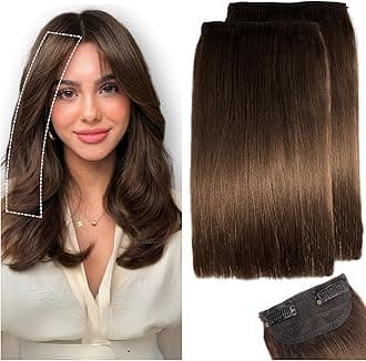 2 Pcs Short Hair Extensions, Real Hair Clip in Extensions Hair Human for Women 10 Inch Chocolate Brown