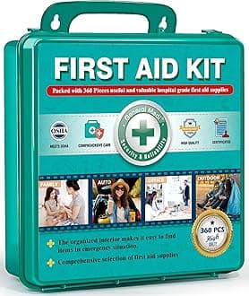 General Medi 360 Pieces Hardcase First Aid Kit - Comprehensive Large First Aid Box Contains Premium Medical Supplies for Travel, Home, Office, Vehicle, Camping, Workplace & Outdoor
