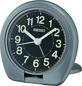 Sakai Travel Bedroom Alarm Clock, Metallic Dark Silver
