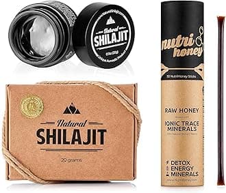 NATURAL SHILAJIT Resin - 20 Gram Shilajit Supplement with Fulvic Acid & Trace Minerals - Shilajit Honey Sticks 30 Count