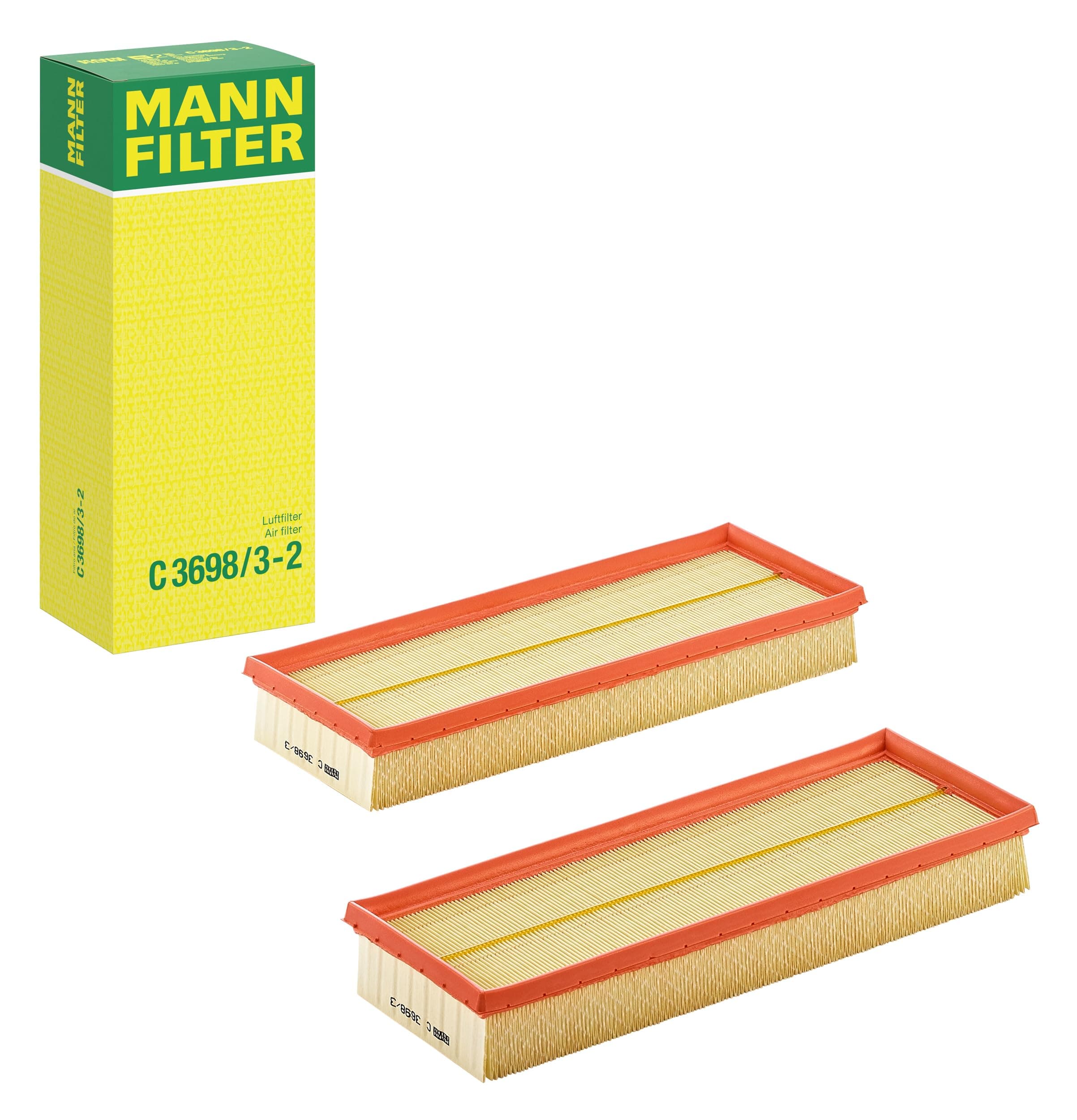 Mann Filter C 3698/3-2 Engine Air Filter Replacement Set Compatible With Various Mercedes-Benz Vehicles (1999-2015)