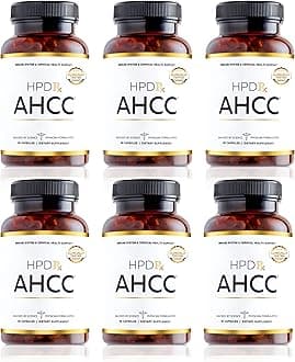 HPD Rx Premium AHCC & Shiitake Mushroom 1100 mg per Serving Supplement, Natural Immunity Booster, Maintains Natural Killer Cell Activity | AHCC is Proven in 30+ Studies | 180-Day Supply, 6-Pack