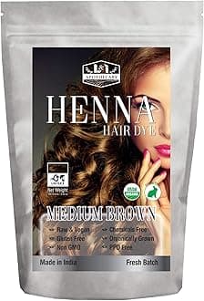 L&I Apothecary Organic MEDIUM BROWN Henna Hair Dye - USDA Certified Organic, Natural, Gluten Free, Cruelty Free Hair Color
