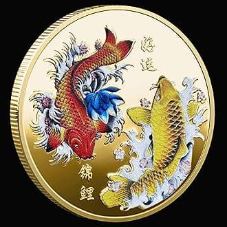 Chinese Koi Fish Lucky Coin Colorful Carp Challenge Coin for Ticket Scratcher Tool
