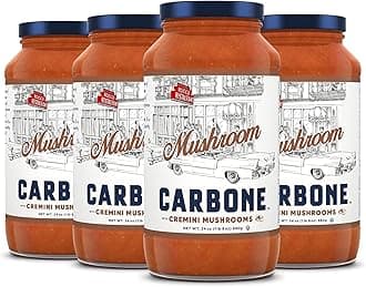 Mushroom Marinara Pasta Sauce | Tomato Sauce Made with Fresh & All-Natural Ingredients | Non GMO, Vegan, Gluten Free, Low Carb Pasta Sauce, 24 Fl Oz (Pack of 4)