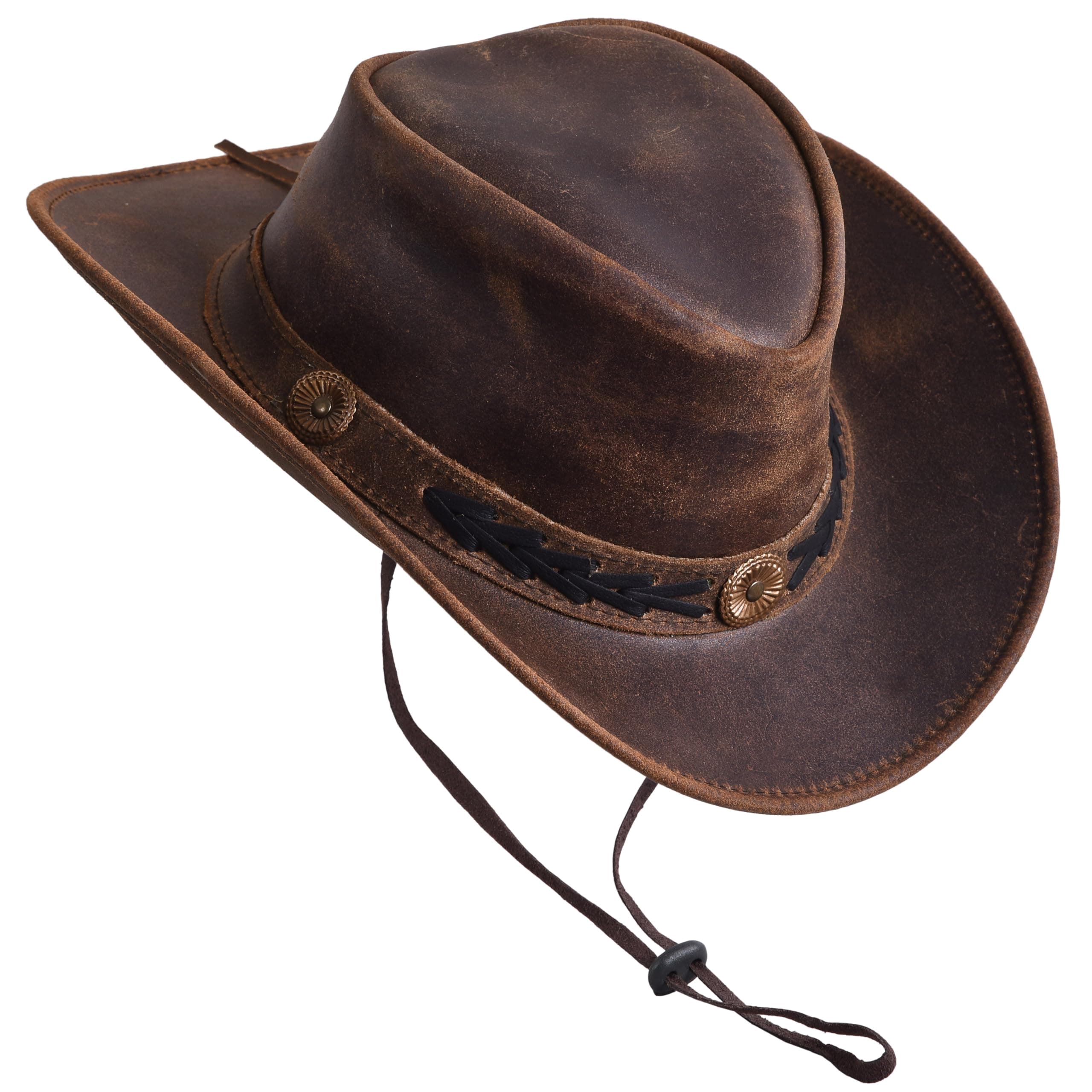 Sidewinder Shapeable Outback hat Western Style Leather Cowboy hat for Men and Women Wide Brim Vintage Old Style