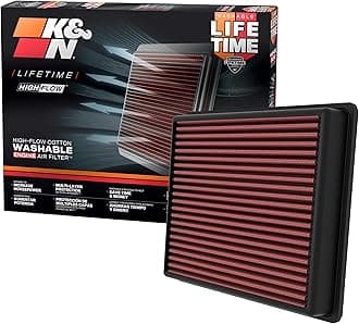 K&N High-Flow Original Lifetime Engine Air Filter: Increase Power: Premium, Washable: Compatible with 2022-2025 TOYOTA: Sequoia, Tundra, 33-5129