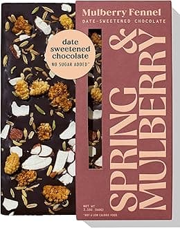 - Spring & Mulberry Dark Chocolate Bars – Healthy Chocolate, Date-Sweetened - Mulberry Fennel 3 Pack