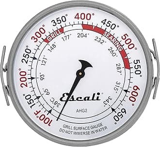 AHG1 Stainless Steel Direct Grill Surface Thermometer, Searing Temperature Zones 100-500F Degree Range NSF Certified