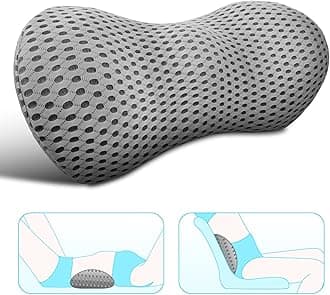 Lumbar Support Pillow - Memory Foam Lumbar Pillow for Low Back Pain Relief, Ergonomic Streamline Lumbar Pillow for Car Seat, Office Chair, Recliner and Bed