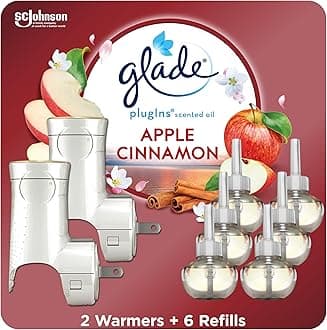 PlugIns Air Freshener Starter Kit, Scented and Essential Oils for Home and Bathroom, Apple Cinnamon, 4.02 Fl Oz, 2 Warmers and 6 Refills