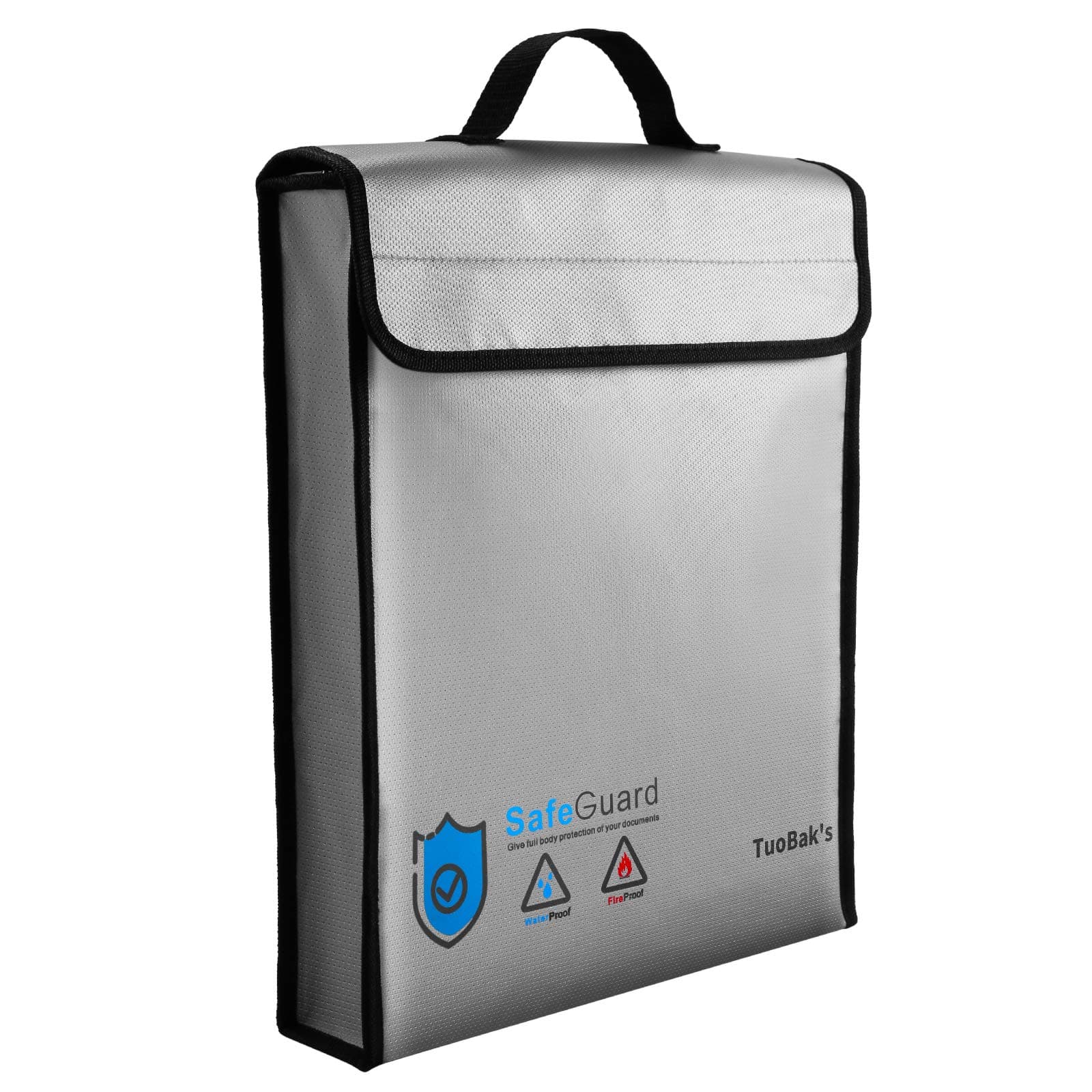 Fireproof Document Bag,Large Capacity Solid Silicone Coated Fireproof Document Holder 15.8" x 12.6" x 3.1" with Zipper Closure for Documents Jewelry