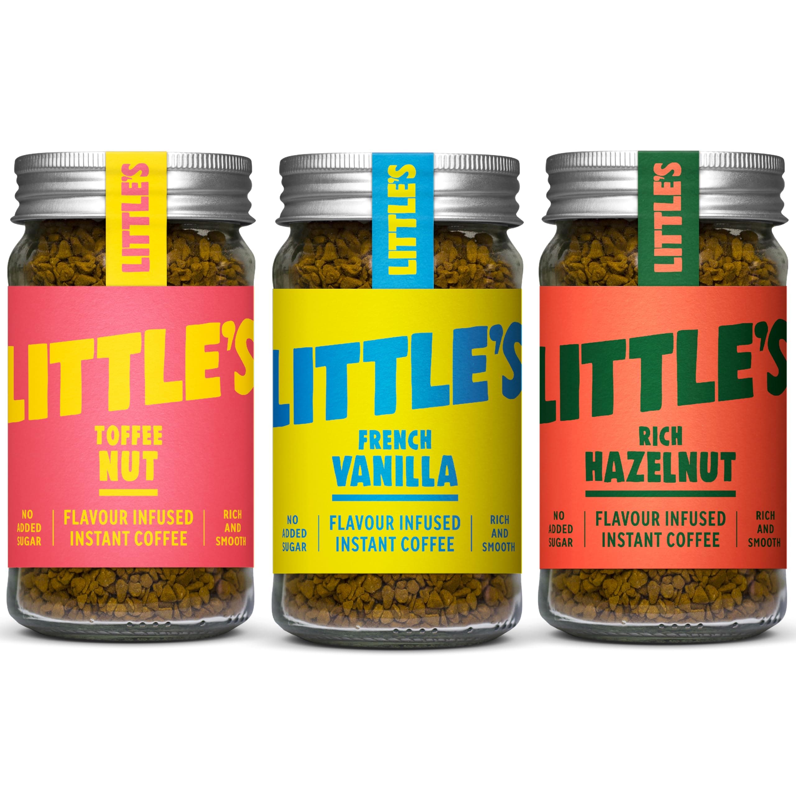 – Little's Flavoured Instant Coffee Dragons Den Bundle, 3 Pack (50g x 3) - Flavours: Vanilla, Rich Hazelnut, Toffee Nut - Vegan Friendly, Low Calories, No Added Sugar