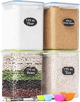 Chef's Path Extra Large Plastic Food Storage Containers with Lids for Flour & Sugar (4 PC, 175 Oz) - Airtight Kitchen & Pantry Organization for Bulk Food Storage, BPA-Free Kitchen Canisters