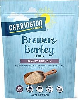 Carrington Farms Brewer's Barley Flour – High Protein, Fiber & Iron, Nutrient Rich Flour for Baking & Cooking – Blend with Traditional Wheat Flour for Nutritional Boost (14 oz)