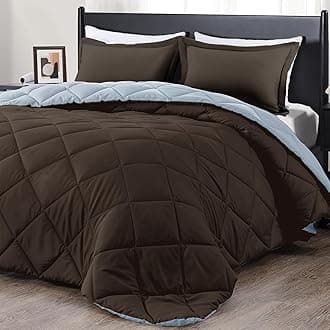 downluxe Twin Comforter Set - Brown and Blue Twin Comforter, Soft Bedding Sets for All Seasons -2 Pieces - 1 Comforter (66"x92") and 1 Pillow Sham(20"x26")