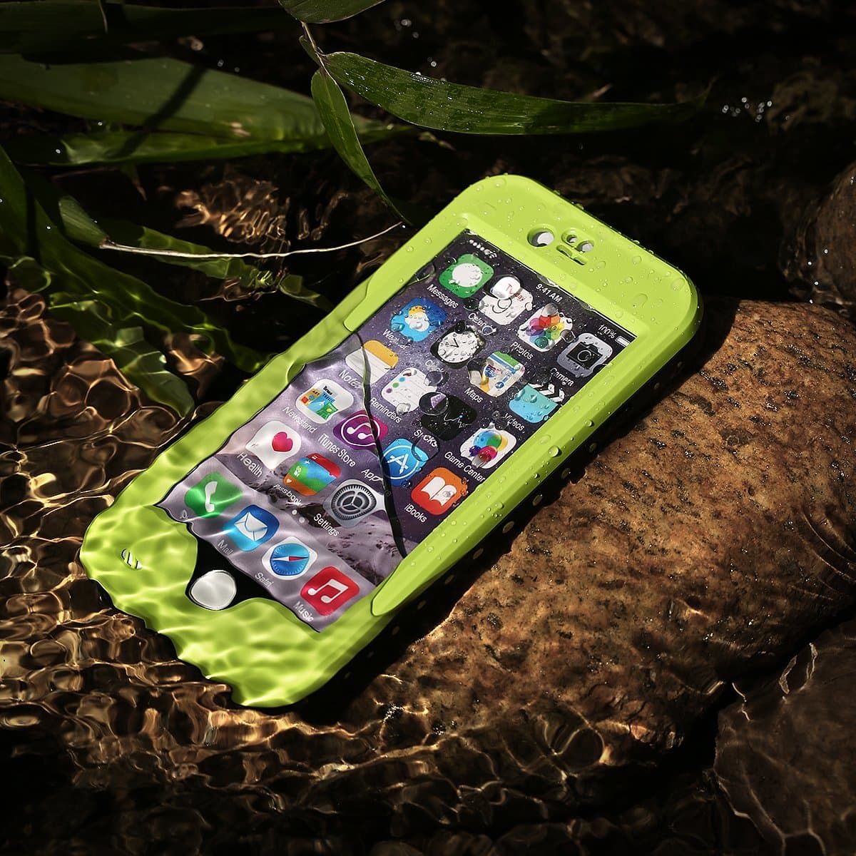 iSelector iPhone 6 (4.7'') Kickstand Waterproof Case with Touch ID, IP68 Waterproof Shockproof Snowproof Dirtpoof Protection Case Cover with Fingerprint ID for iPhone 6 4.7 inch (Green)