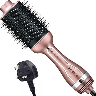 REBUNE 1200W Hot Air Styler One Step Hair Dryer Brush Volumizer 5 in 1 Air Hair Brush with Negative Ion for Hair Curling & Hair Straightening (Rose)