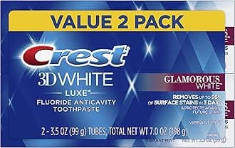 Twin Pack 3D White Luxe Glamorous White Toothpaste, 3.5 Ounce