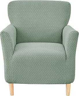 CRFATOP Stretch Mid Century Modern Armchair Slipcover 1-Piece Jacquard Accent Chair Covers with Arms Soft Chair Slipcovers for Living Room Furniture Protector Office Reception Reading Sofa,Green