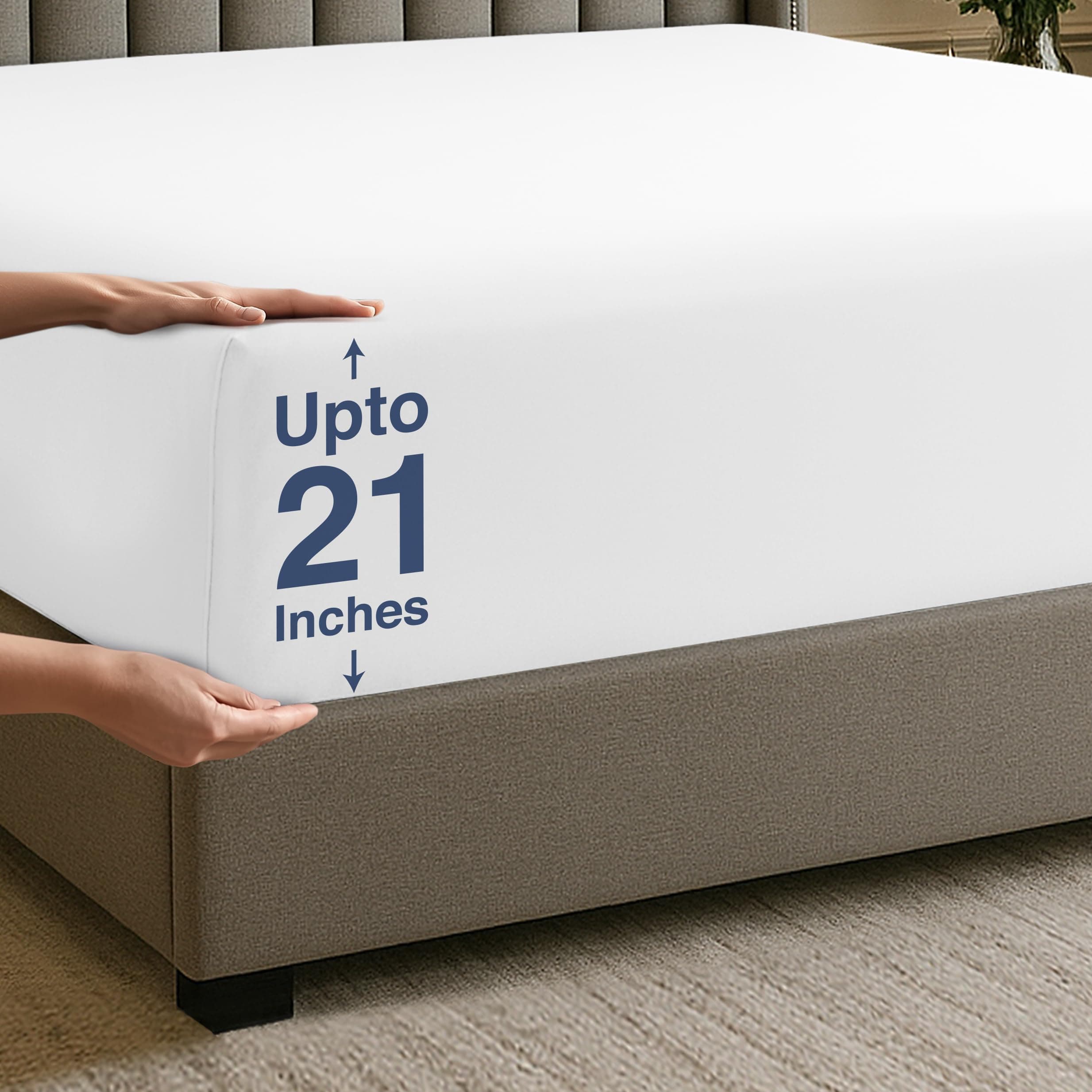Utopia Bedding Extra Deep Pocket Queen Fitted Sheet, Fits up to 21 Inch Mattress - Hotel Luxury, Soft, Breathable and Comfy - Shrinkage and Fade Resistant - Easy Care (White)