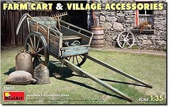 MIN35657 1:35-Farm Cart with Village Accessories Scale Model kit