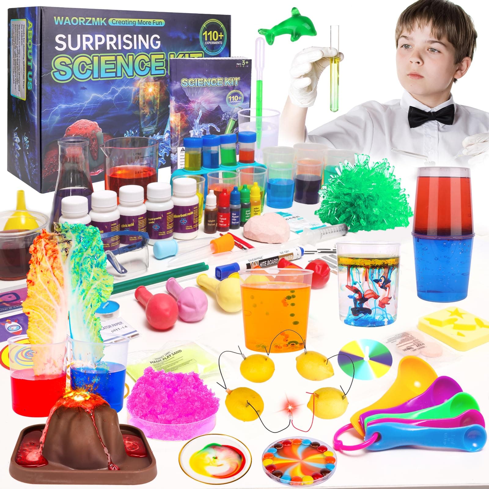110+ Science Lab Experiments Kits for Kids, STEM Educational Scientist Toys, Chemistry Set Gifts for Boys Girls Ages 4 6 8 12 14, Cool Christmas Birthday Gift Ideas Holiday Surprise