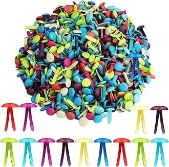 Hotop 500 Pcs Brads for Paper Crafts Metal Round Brass Paper Fasteners for Craft Art Crafting School DIY Supplies(0.24 x 0.47 Inch,Multicolored)