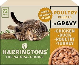Harringtons Complete Wet Pouch Grain Free Hypoallergenic Adult Cat Food Poultry in Gravy Pack 72x85g - Chicken, Duck, Poultry & Turkey - Making Mealtimes Meatier
