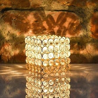 Collectible India Crystal Tealight Candle Holder (Gold_3.5 Inch X 3.5 Inch x 3.5 Inch)