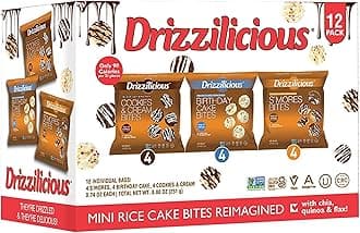 Mini Rice Cakes Variety Pack - Rice Crisps, Healthy Snack for Adults and Kids, Flavored Rice Cakes, Vegan, Gluten Free, Allergen Free, Only 90 Calories Per Bag - 0.74 oz (Pack of 12)