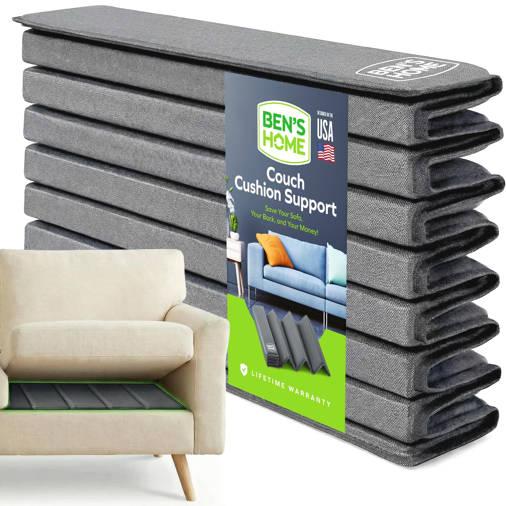 Heavy Duty Couch Cushion Support Board for Sagging Sofas | Fits 58"-67" x 19.7" Deep | Protects Your Back from Sinking Seats | 0.5" Solid Wood, 400 LBS, Anti-Slip, Lifetime Replacement